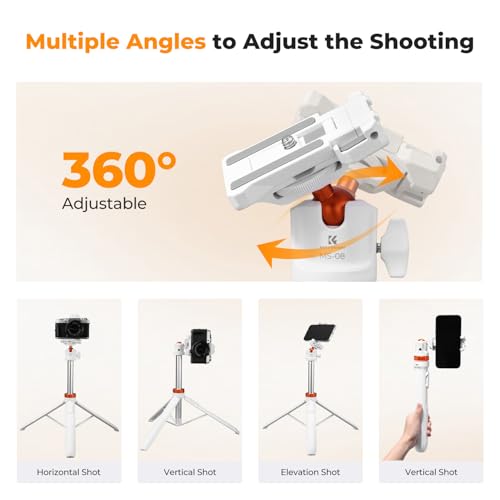 K&F CONCEPT 62'' Selfie Stick Tripod. - color: White