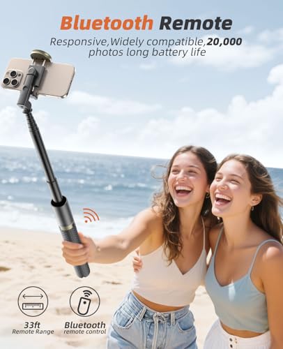 Tripod for iPhone, Selfie Stick with Remote, Stable & Durable Phone Tripod - color: Black