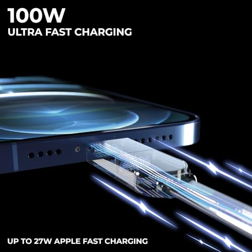 Rolling Square inCharge XL 6-in-1 Multi Charging Cable, Portable USB and USB-C Cable with 100W Ultra-Fast Charging Power, 1 Ft/0.3m, Urban Black - color: Black