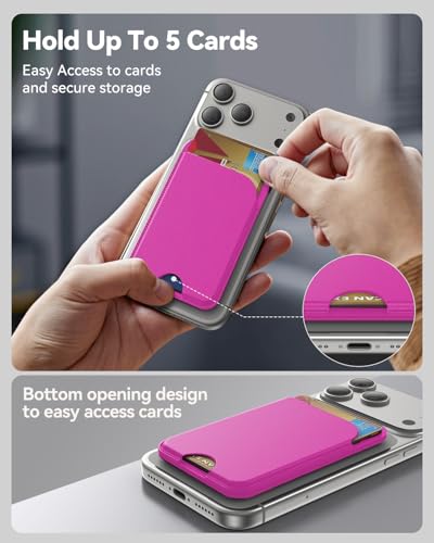 TWZKG for MagSafe Wallet, 5-Card Holder with Stand for Phone Case - color: Hot Pink