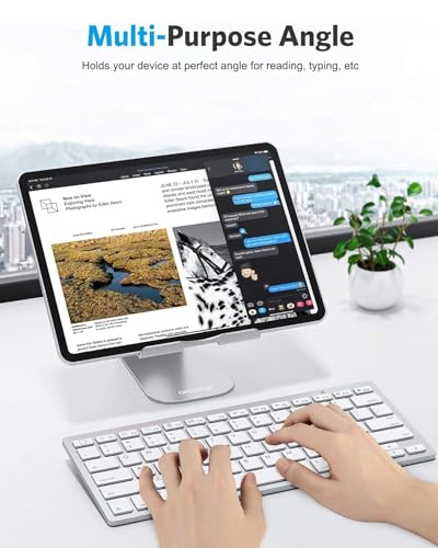 OMOTON T1 Adjustable Tablet Stand for Desk, Aluminum Holder for iPad Silver - color: Silver