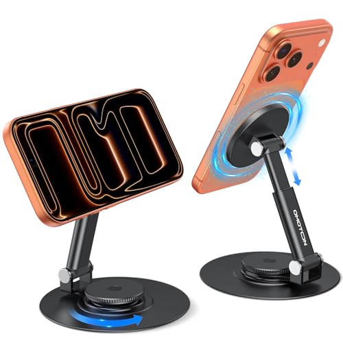 OMOTON MS05 [Height Adjustable] 360° Rotating Magnetic Phone Stand, Black - color: Black