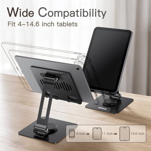 JETech Swivel Tablet Stand for 4-13" Tablets and Phones, Black - color: Black