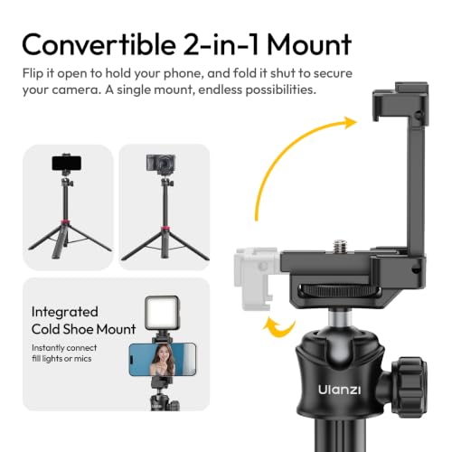 ULANZI MT44 Auto Open Phone Tripod, 59" Extendable Selfie Stick for iPhone - color: MT44 Auto Open Black
