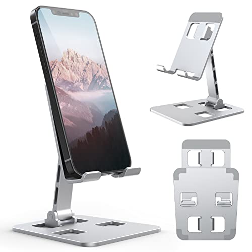 Foldable Cell Phone Stand, Angle Height Adjustable Desktop Phone Holder, Anti-Slip Portable Tablet Cradle, Universal Compatibility for iPhone, Samsung, Android Smartphones & Tablets