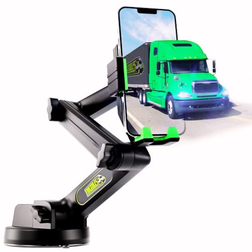 Truckules Truck Phone Mount, 16.9" Long Holder, Semi, Green - color: Green