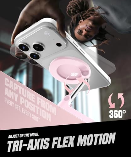 GolbinBox Magnetic Phone Holder for Gym,Adjustable Tripod Mount Ring Pink - color: Pink