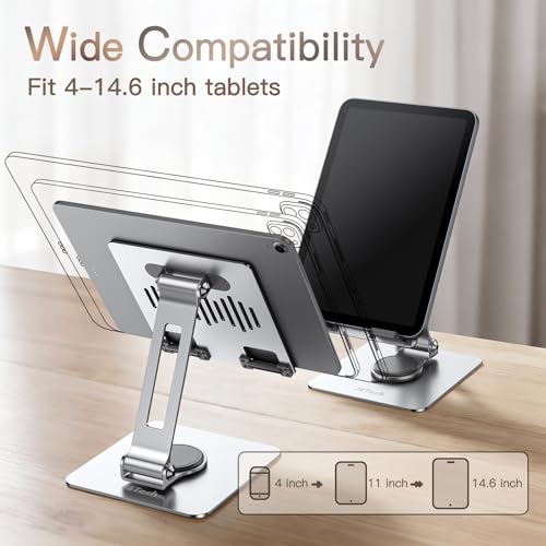 JETech Swivel Tablet Stand for 4-13" Tablets and Phones, Silver - color: Silver