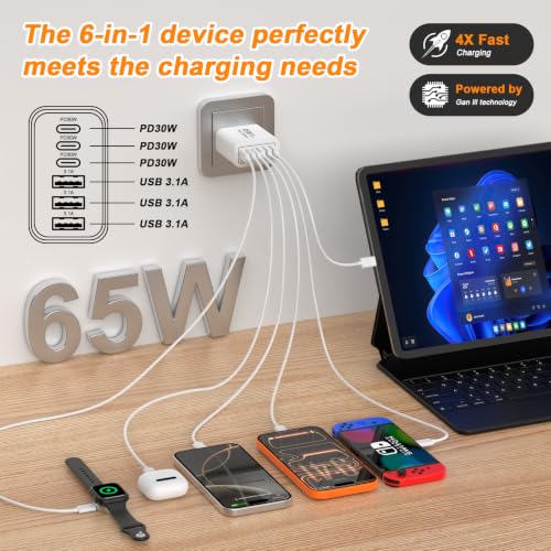 USB C Fast Charging Block,65W Type C Phone Charging Cubes Power Adapter