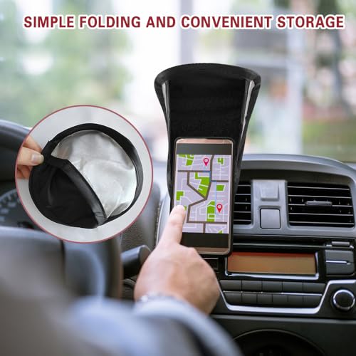 Car Mobile Phone Sunshade, Auto Portable Foldable Smartphone Umbrella Cover - color: Black+Sliver