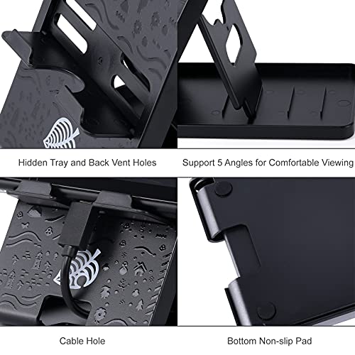 Foldable Stand for Nintendo Switch/2/Lite/OLED, Adjustable Switch Holder - color: Black