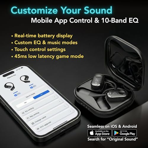 Joy Open-Ear Headphones, Wireless Bluetooth 5.4 Earhook Earbuds - color: Black