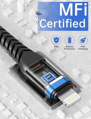 USB A to Lightning Cable [MFi Certified] iPhone Charger Cable 3FT, 3Pack - color: Blue, size: 3FT, style: USB A to Lightning