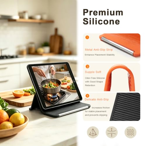 Silicone Phone Stand with Aluminum, Flexible Foldable Phone Holder