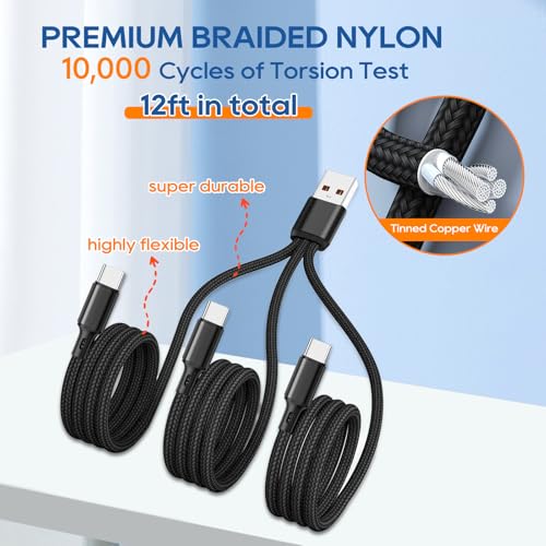 UCEC USB C Multi Charging Cable, 3 in 1 USB-C Splitter Charging Cord