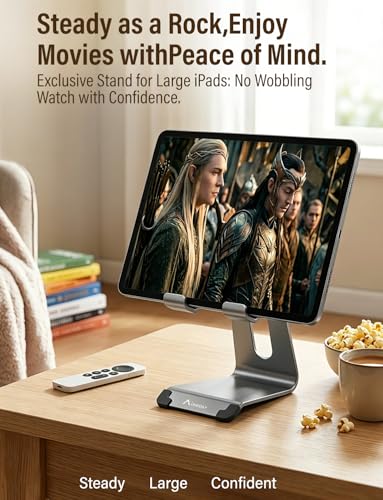 Phone Stand for Desk, Thickened Aluminum Cell Phone Stand & Phone Holder for Desk, Compatible with Tablets, iPhone, iPad, Samsung - Black - color: black