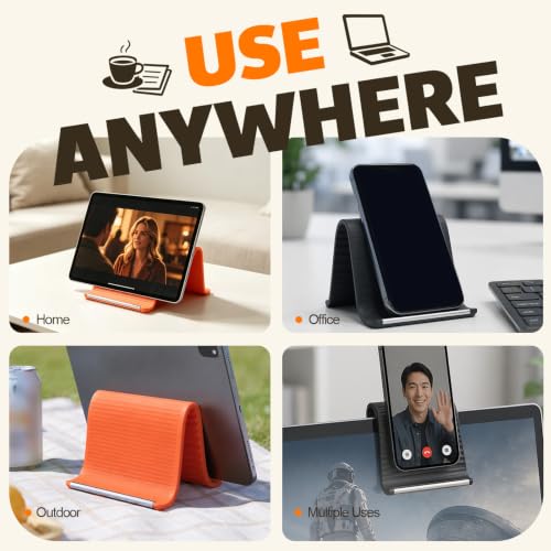 Silicone Phone Stand with Aluminum, Flexible Foldable Phone Holder