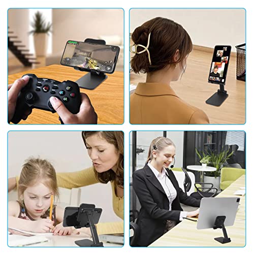 2 Pack Phone Stand for Desk, Angle & Height Adjustable Phone Holder - color: C-Black&Black