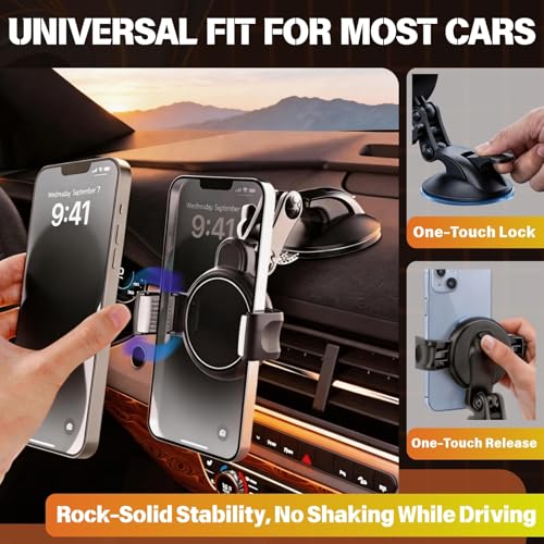 YUHENG 3-Axis Car Phone Holder Mount for Dashboard & Windshield