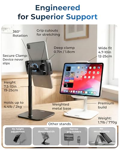 COOPER TabStand Mini 10" Tablet Stand, iPad Stand for Desk, Tablet Mount - color: C - Mini Black