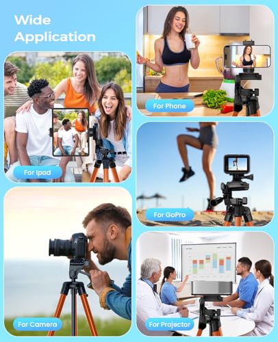 MACTREM 67" iPad Tripod Stand for Tablet Phone Camera with Remote Mount - color: Orange