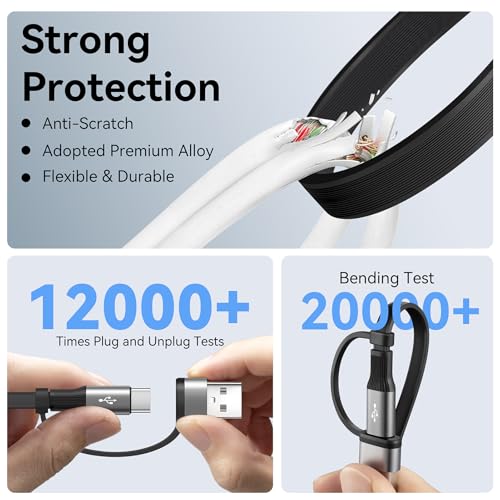 4 in 2 Multi Charging Cable 4A,Retractable USBA/C Universal Charger Cords