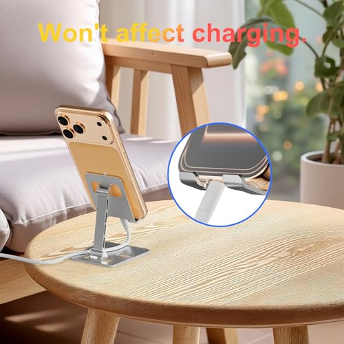 Foldable Cell Phone Stand, Angle Height Adjustable Desktop Phone Holder, Anti-Slip Portable Tablet Cradle, Universal Compatibility for iPhone, Samsung, Android Smartphones & Tablets