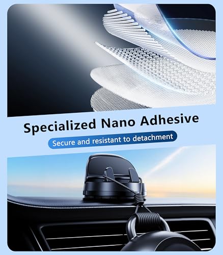 Car Dashboard Phone Holder Mount, 360 °Rotating Curved Dash Automatic Clamping Cell Phone Mount with Adaptive Adhesive Base, Multifunctional Accessories, Fit for iPhone, Samsung, Google, GPS