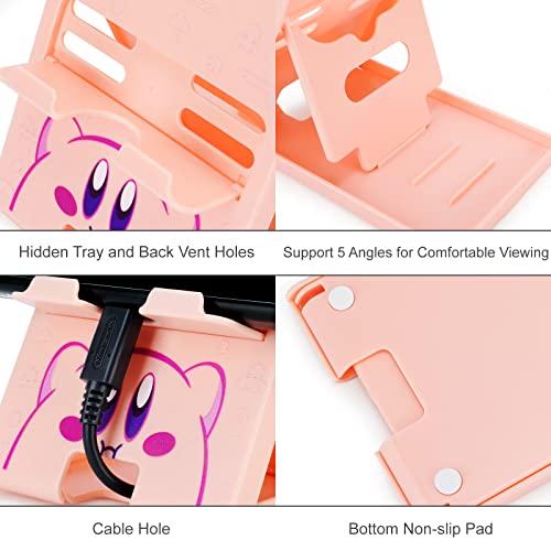 Foldable Stand for Nintendo Switch/2/Lite/OLED, Adjustable Switch Holder - color: Pink