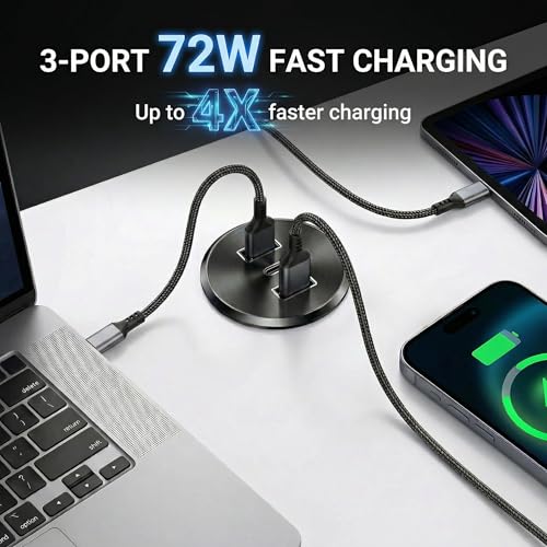 4PCS 72W RV USB Outlet All-Aluminum 12V/24V 3 Ports Recessed Mount - color: Black, size: 4P