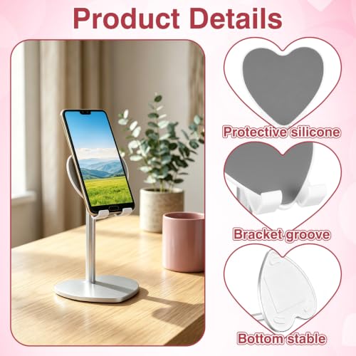 BESTOYARD Heart Shaped Metal Tablet Stand Adjustable Desktop Phone Support Bracket for Home Office Video Watching Foldable Tabletop Holder for Tablet Support