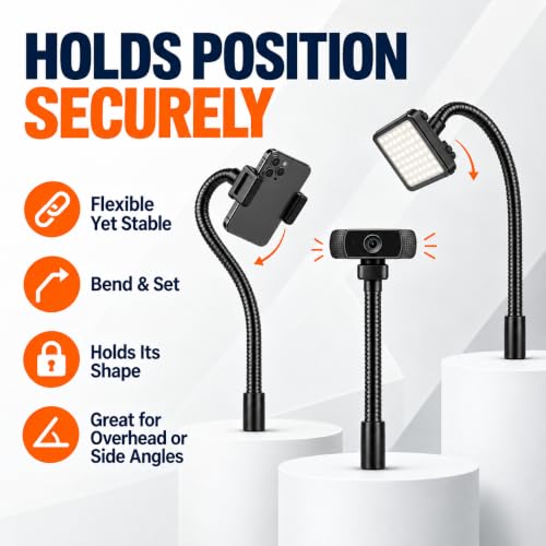 Gooseneck, 2 Pcs 1/4"-20 Female to Male Thread Metal Universal Hose Flexible Arm Gooseneck Tube Extension Holder for Action Camera, Phone, Microphone, Black (24inch) - size: 24inch
