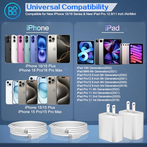 iPhone 17 16 15 Pro Max Charger Fast Charging 20W USB C Phone Charger Block