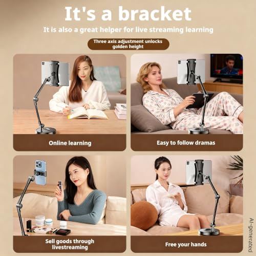 Rotatable Dual Phone Stand, Carbon Steel Weighted Base - size: Phone