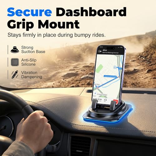 Car Phone Holder 360 Degree Rotation, 2026 New Dashboard Phone Holder, Adjustable Universal Car Phone Mount for Car Magnetic Interiorcar Navigation Mount for Drivers (1PC)