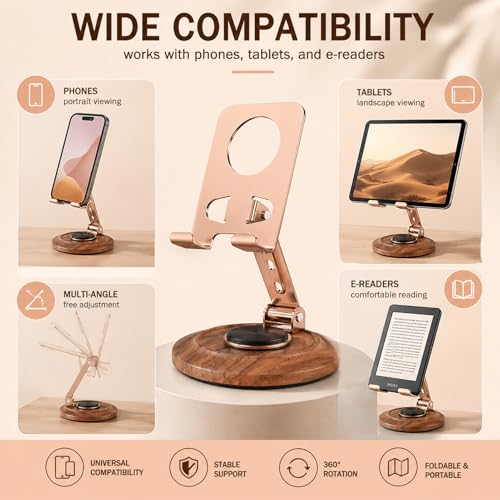 Adjustable Phone Stand Foldable Wood Grain