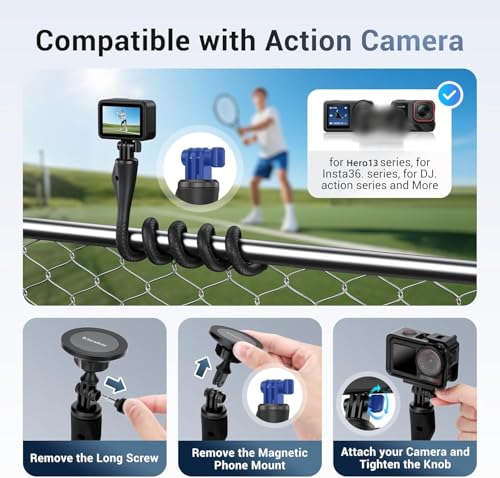 29.5'' Magnetic Flexible Gooseneck Phone Holder for iPhone Stroller Gym