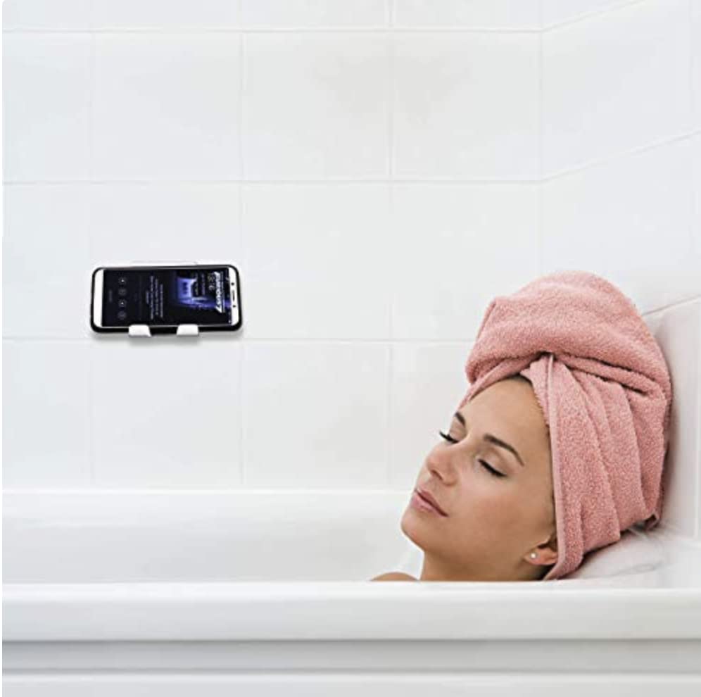 AIRSTIK Cell Phone Holder for Glass Shower, Mirror & Window, White - color: White