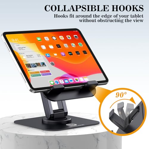 OCYCLONE iPad Stand, 360° Rotating iPad Tablet Stand Holder for Desk, Black - color: Black