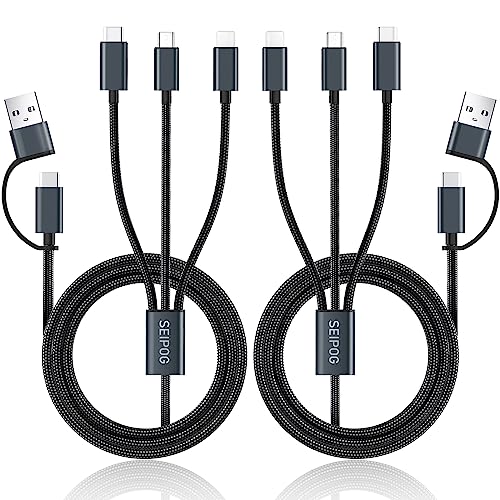 Multi Charging Cable 4FT, 2PCS Nylon Braided USB C Multiple Charger Cable