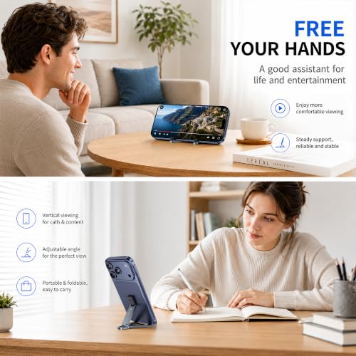 Portable Foldable Pocket Phone Stand with Keychain for Desk Travel(Grey) - color: Grey
