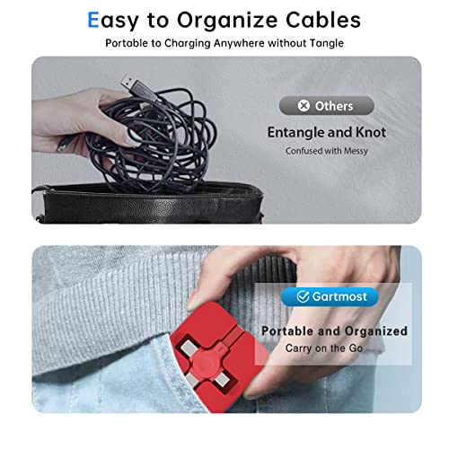 2 Pack 3 in 1 Charging Cable Retractable, USB Multi Charging cables - color: Purple+Pink