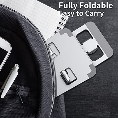 Foldable Cell Phone Stand, Angle Height Adjustable Desktop Holder, Universal, Compatible with iPhone, Samsung, Switch and All Smartphones, Silver
