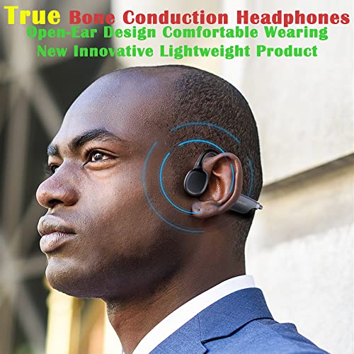 IHAO True Bone Conduction Headphones Open Ear Headset Able to be a MP3 Player with Micro Disk Stereo Bluetooth Earphone for Driving Bicycling Running Skiing - color: X9 Bone Conduction Black