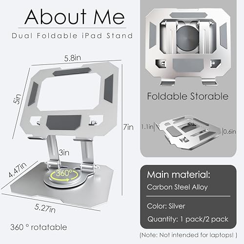 Tablet Stand for iPad, 4"-16", Silver, 2 Pack - size: Silver-2 PACK