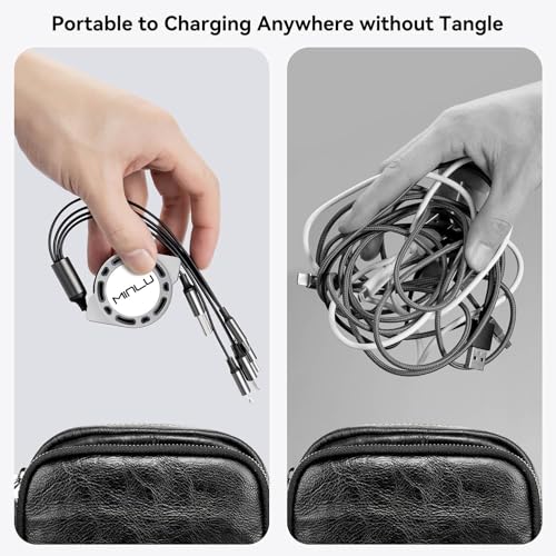 Multi USB Charger Cable 4A, Retractable Charging Cord for Multiple Devices
