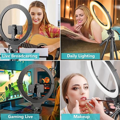 Sensyne 14" Ring Light with Tripod Stand, LED Circle Light with Phone Holder, for Photo Selfie, Video Recording, Zoom Meeting - size: 14-inch