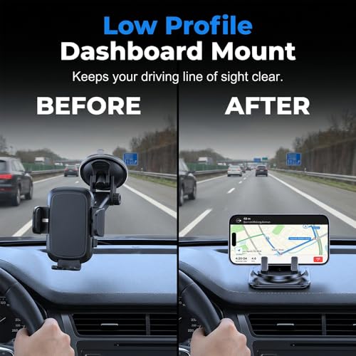 Car Phone Holder 360 Degree Rotation, 2026 New Dashboard Phone Holder, Adjustable Universal Car Phone Mount for Car Magnetic Interiorcar Navigation Mount for Drivers (1PC)