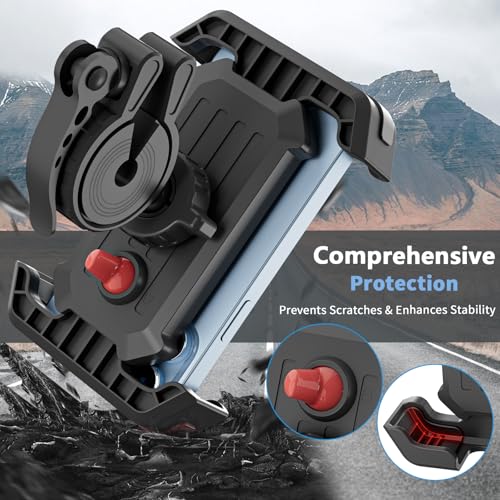 Bike Phone Holder, Locking Motorcycle Mount, One-Hand Quick Release