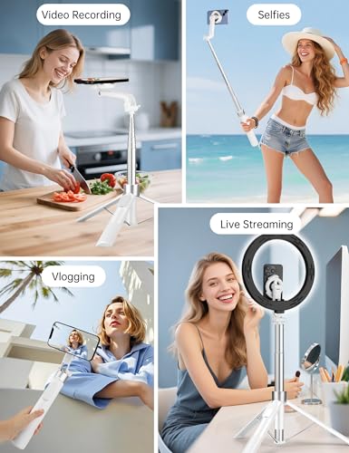 70" Magnetic Tripod for iPhone Magsafe, Extendable Selfie Stick Tripod - color: White